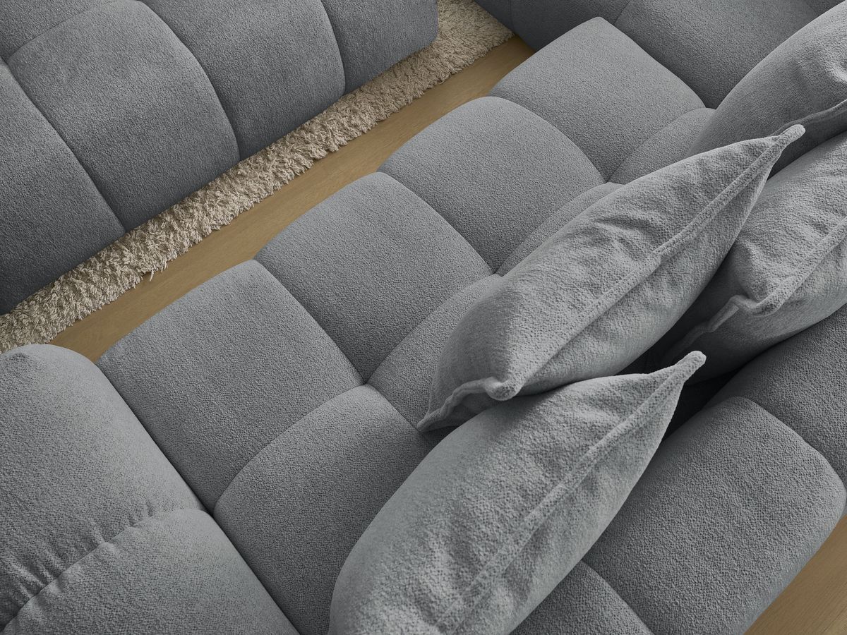Canapé d'angle fixe EVEREST tissu chiné - Orange - Angle droit - 10 coussins
