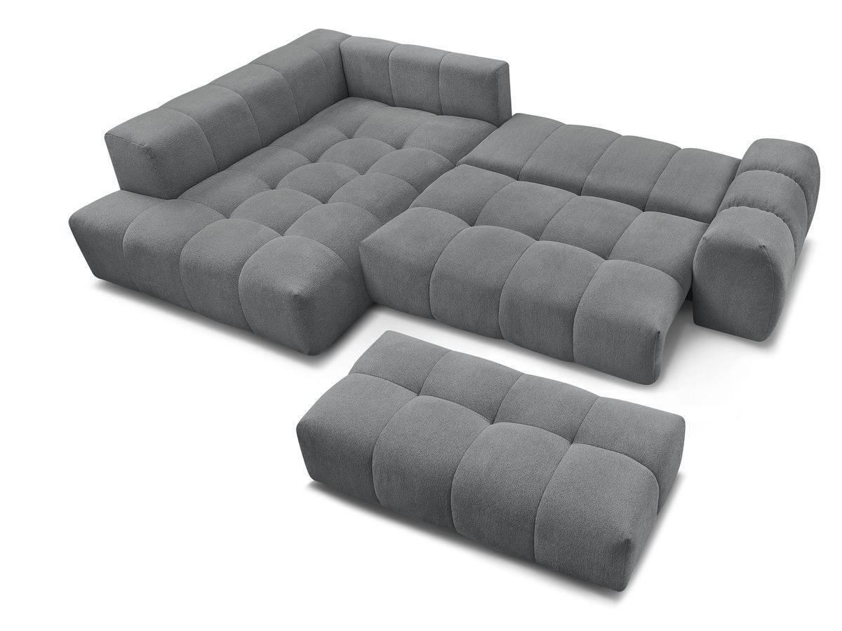 Canapé d'angle fixe EVEREST tissu chiné - Orange - Angle droit - 10 coussins