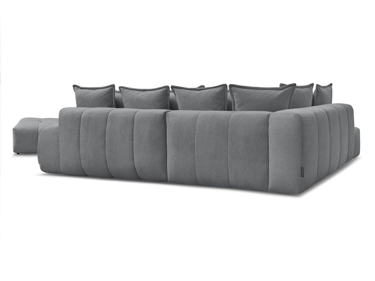 Canapé d'angle fixe EVEREST tissu chiné - Orange - Angle droit - 10 coussins