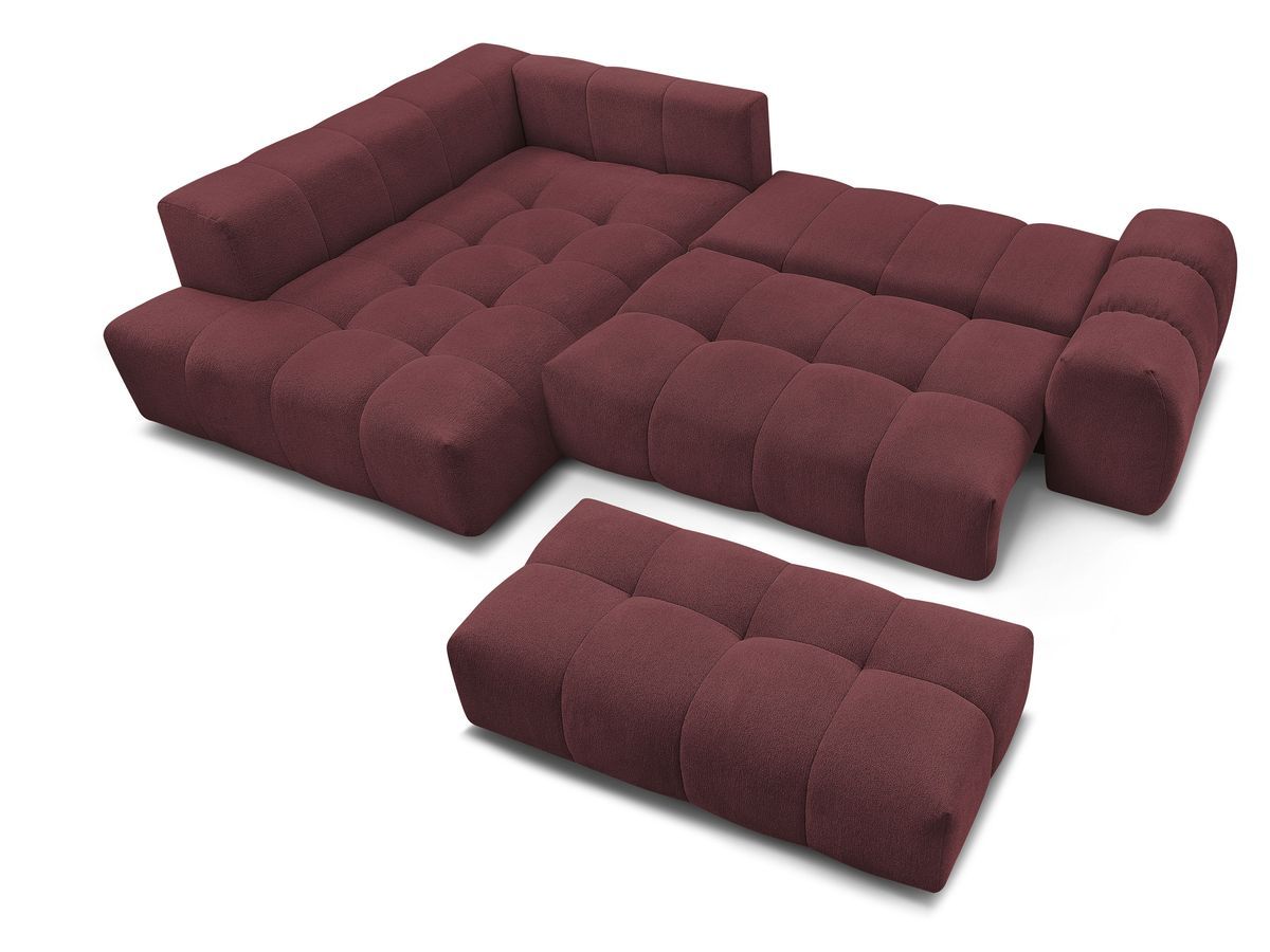 Canapé d'angle fixe EVEREST tissu chiné - Orange - Angle droit - 10 coussins