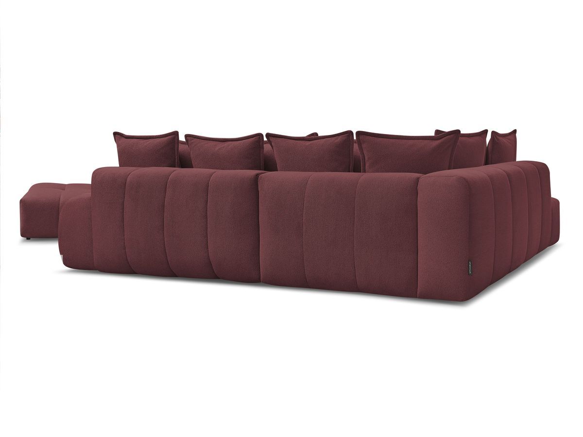 Canapé d'angle fixe EVEREST tissu chiné - Orange - Angle droit - 10 coussins