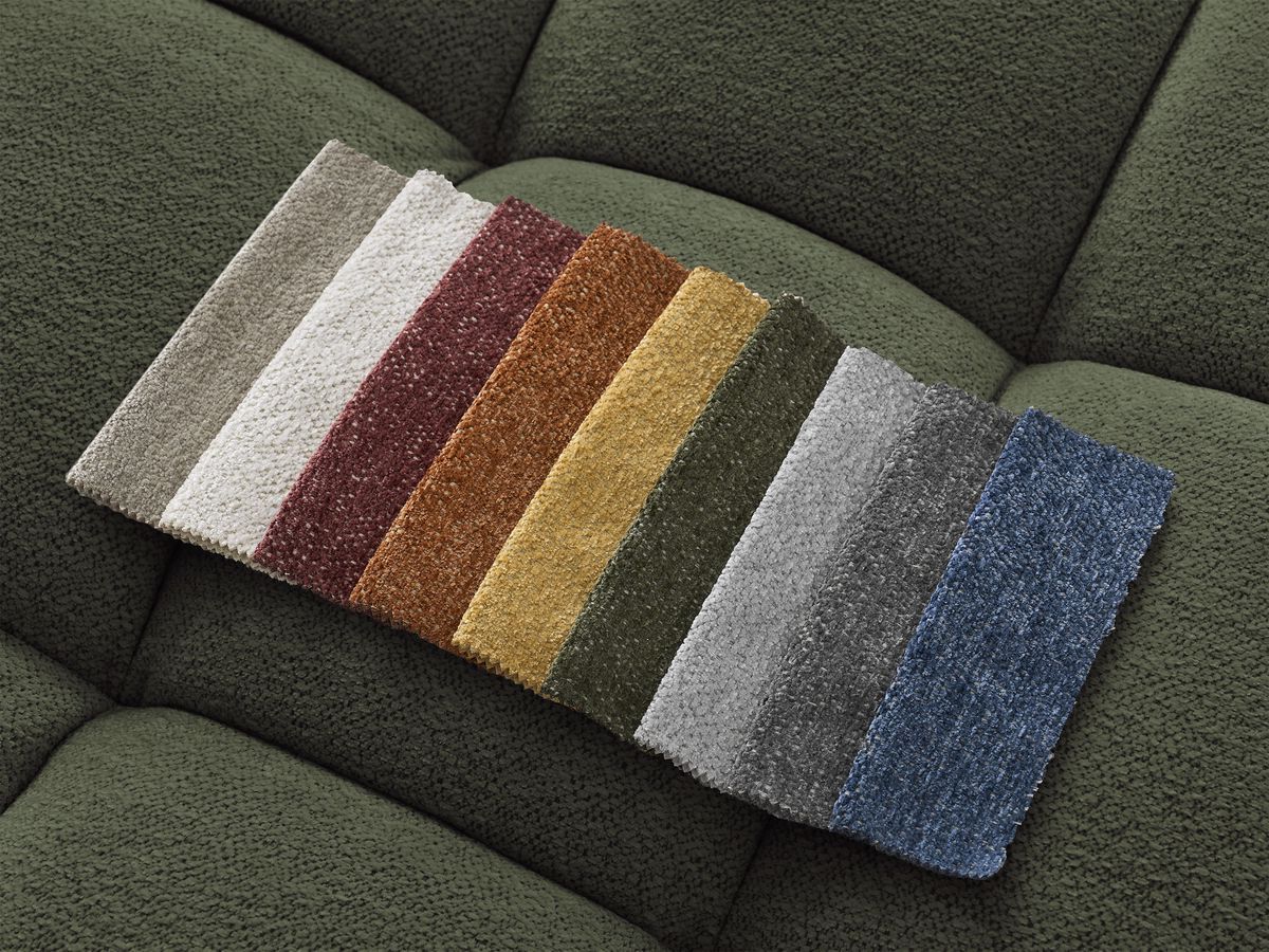 Canapé d'angle convertible coffre EVEREST tissu chiné avec pouf vert angle gauche BOBOCHIC 4 places - Vue supplémentaire 2