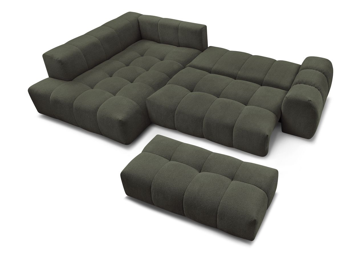 Canapé d'angle fixe EVEREST tissu chiné - Orange - Angle droit - 10 coussins