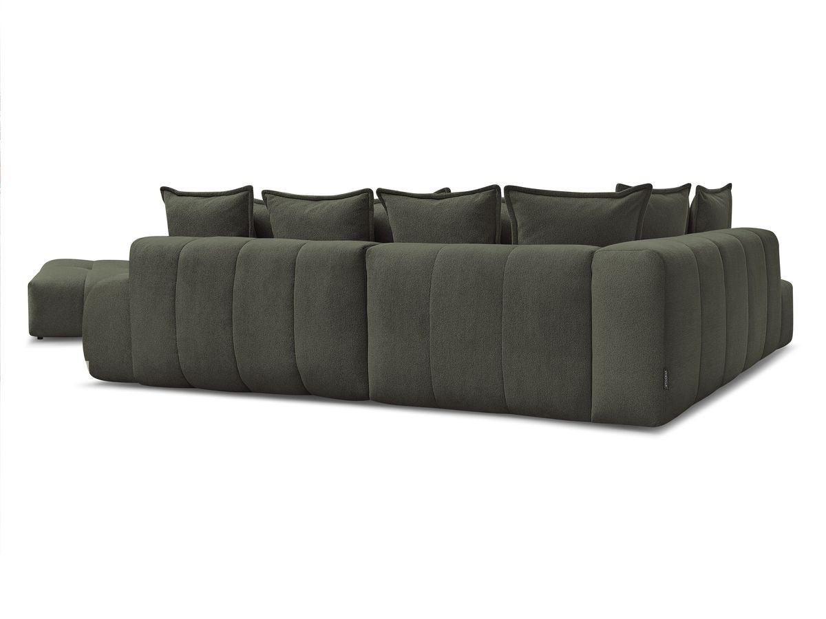 Canapé d'angle fixe EVEREST tissu chiné - Orange - Angle droit - 10 coussins