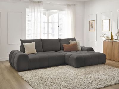 Canapé d'angle convertible coffre EVEREST tissu texturé