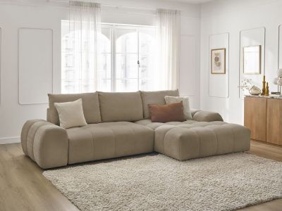 Canapé d'angle convertible coffre EVEREST tissu texturé