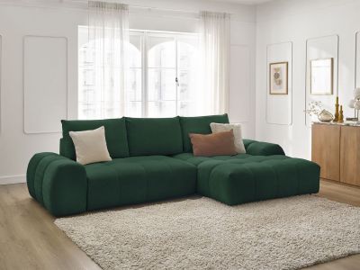 Canapé d'angle convertible coffre EVEREST tissu texturé