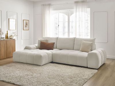Canapé d'angle convertible coffre EVEREST tissu texturé