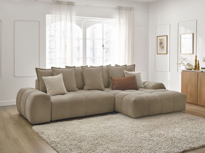 Canapé d'angle convertible coffre EVEREST tissu texturé