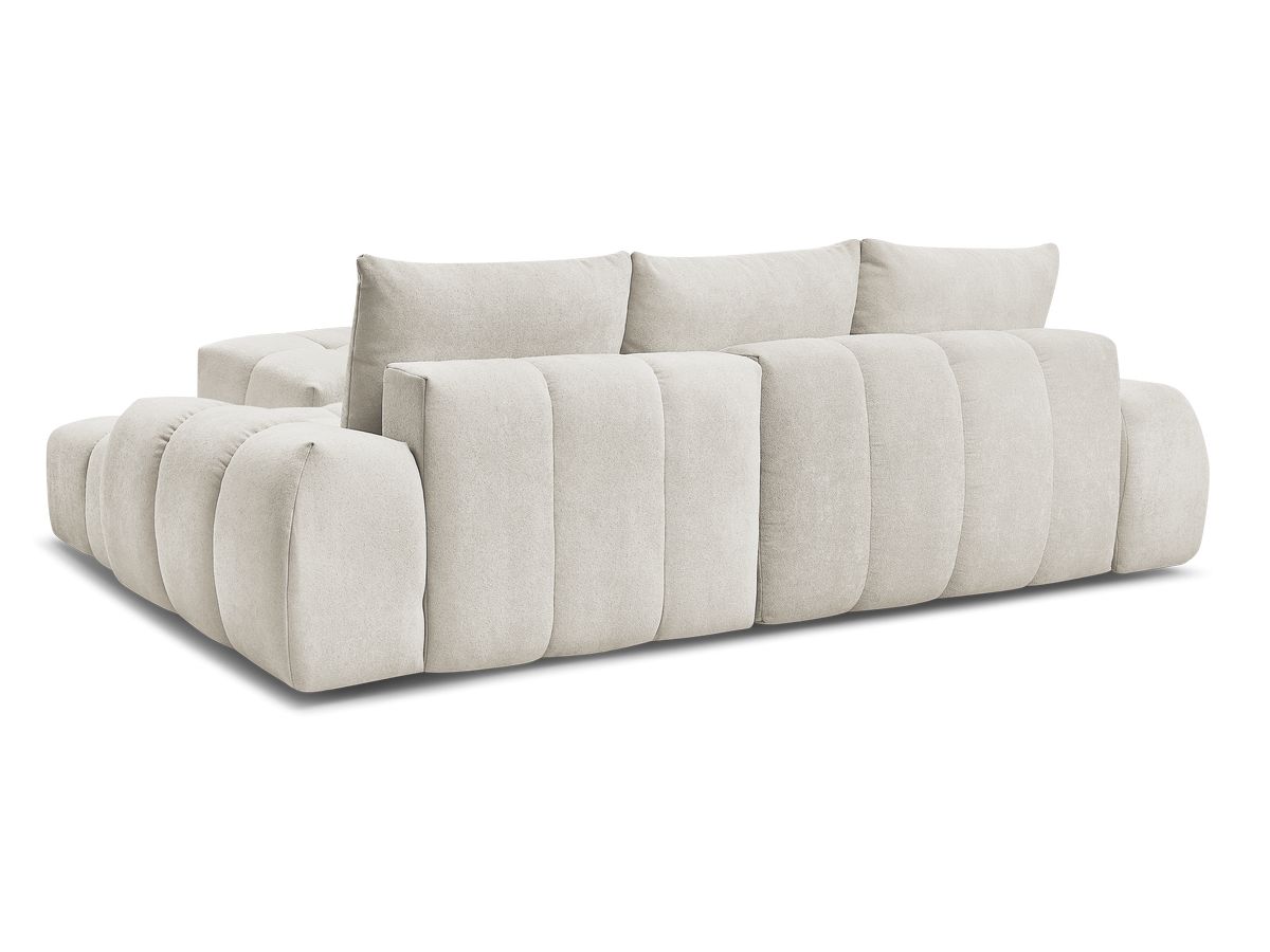 Canapé d'angle convertible coffre EVEREST tissu texturé avec pouf