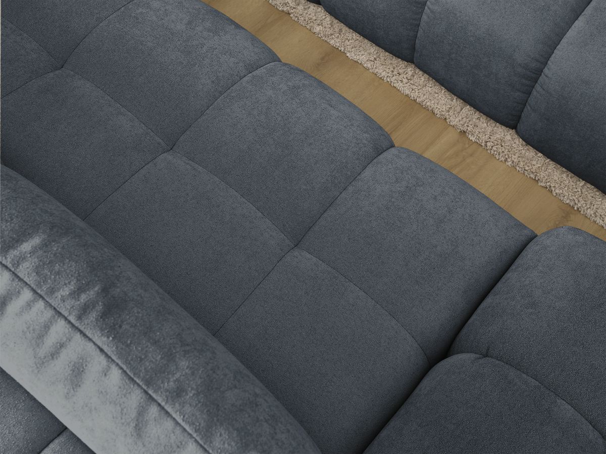 Canapé d'angle convertible coffre EVEREST tissu texturé avec pouf