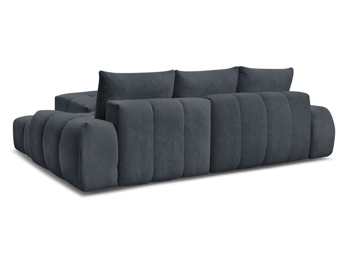Canapé d'angle convertible coffre EVEREST tissu texturé avec pouf