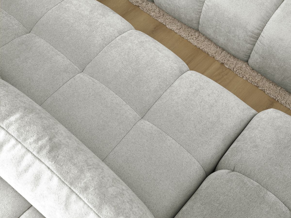 Canapé d'angle convertible coffre EVEREST tissu texturé avec pouf