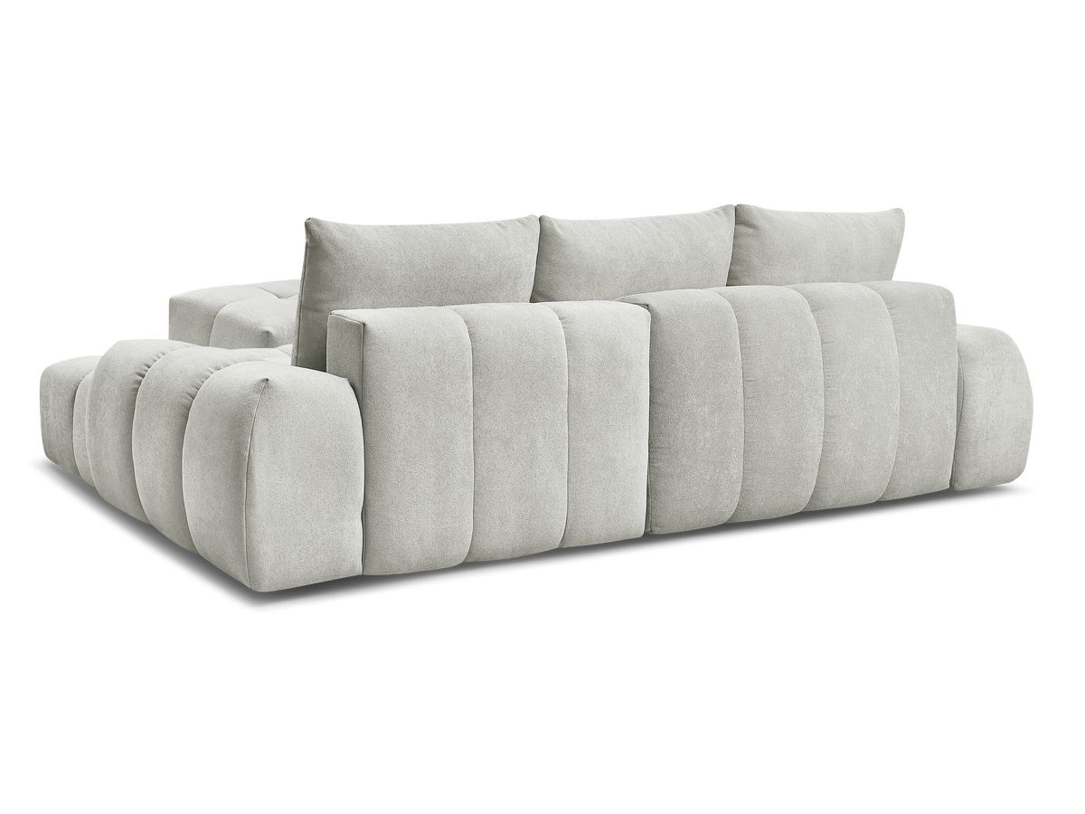 Canapé d'angle convertible coffre EVEREST tissu texturé avec pouf