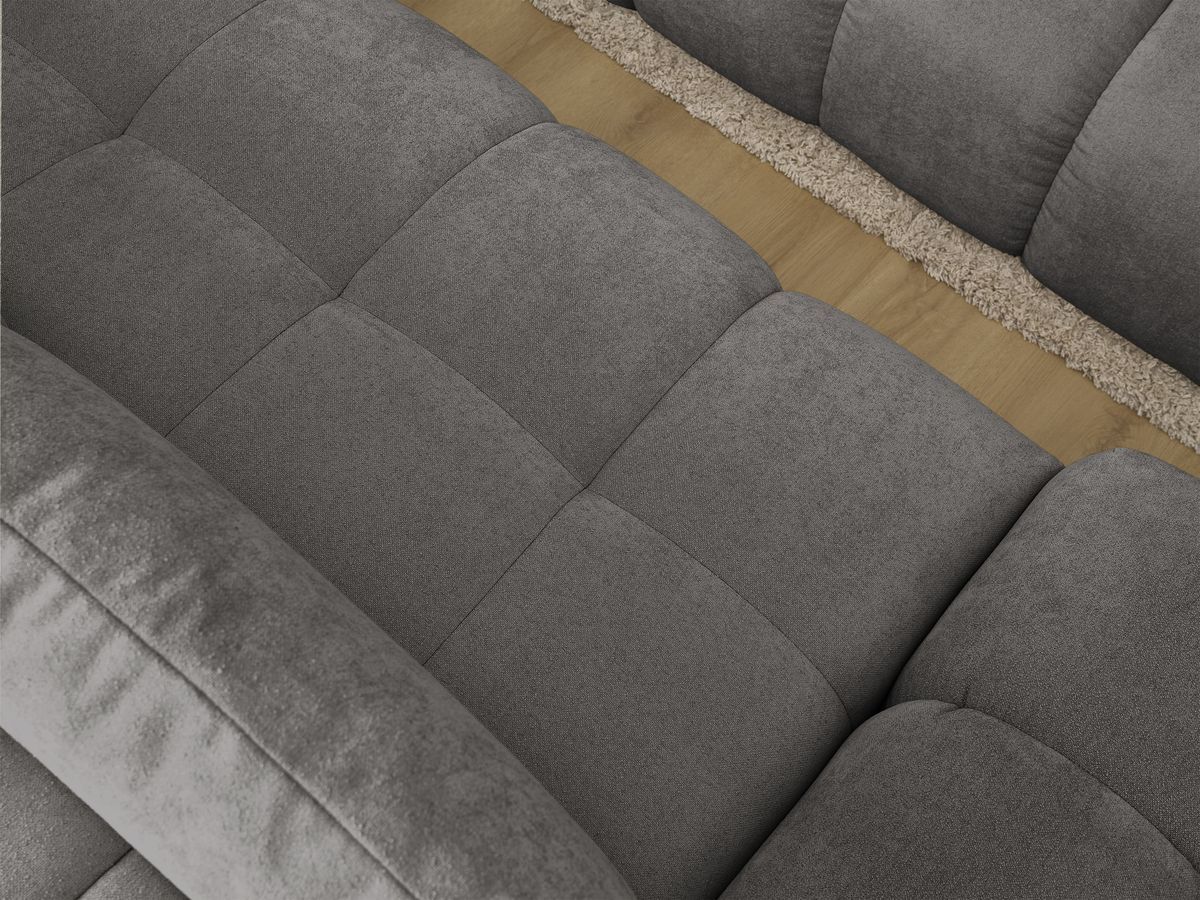 Canapé d'angle convertible coffre EVEREST tissu texturé avec pouf