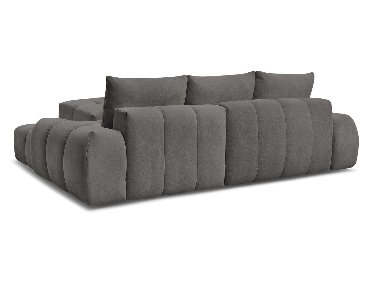 Canapé d'angle convertible coffre EVEREST tissu texturé avec pouf