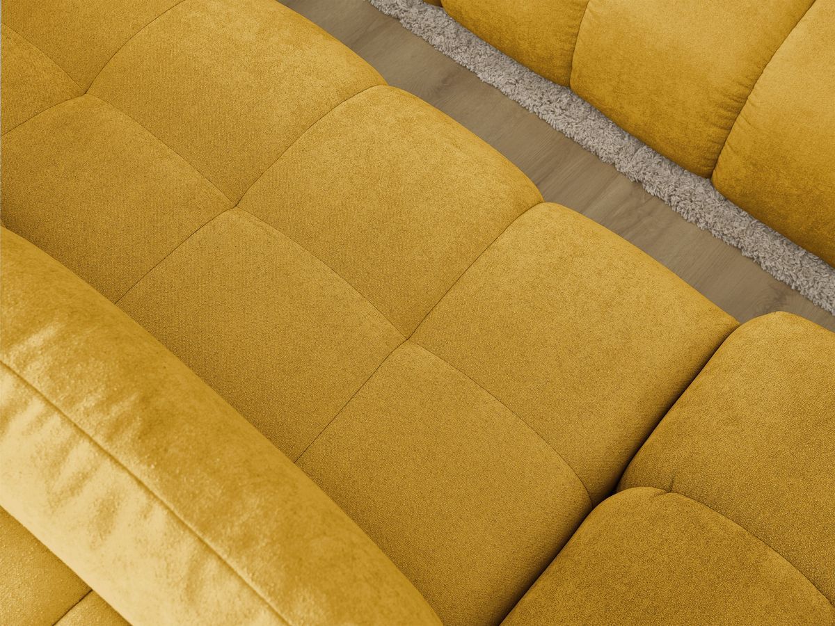 Canapé d'angle convertible coffre EVEREST tissu texturé avec pouf