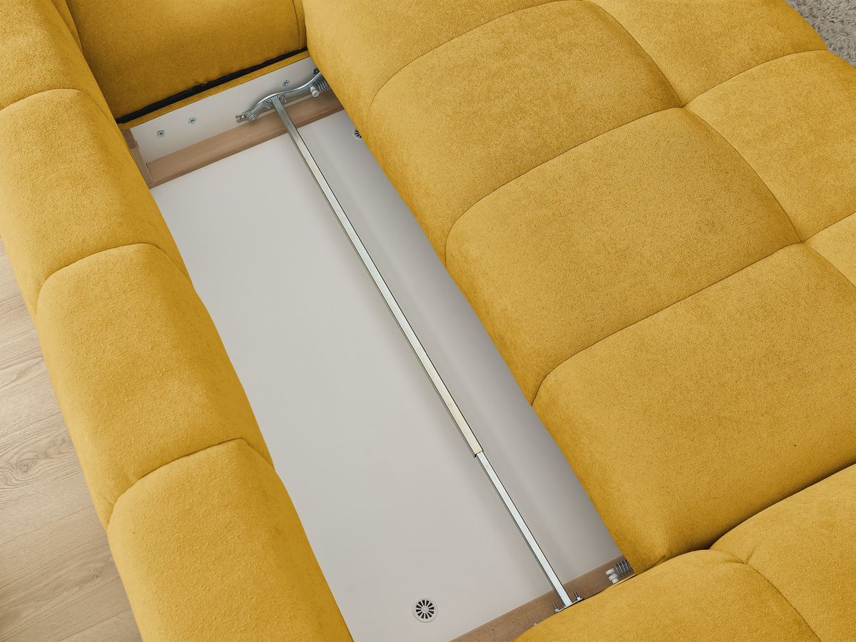 Canapé d'angle convertible coffre EVEREST tissu texturé avec pouf