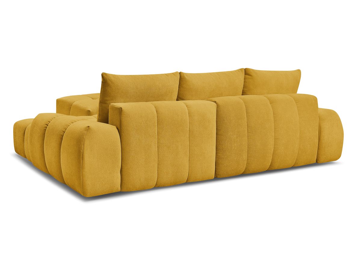 Canapé d'angle convertible coffre EVEREST tissu texturé avec pouf