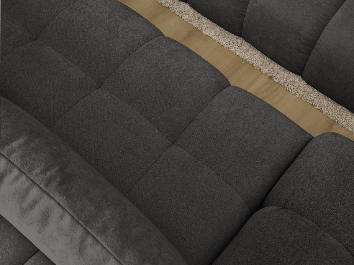 Canapé d'angle convertible coffre EVEREST tissu texturé avec pouf