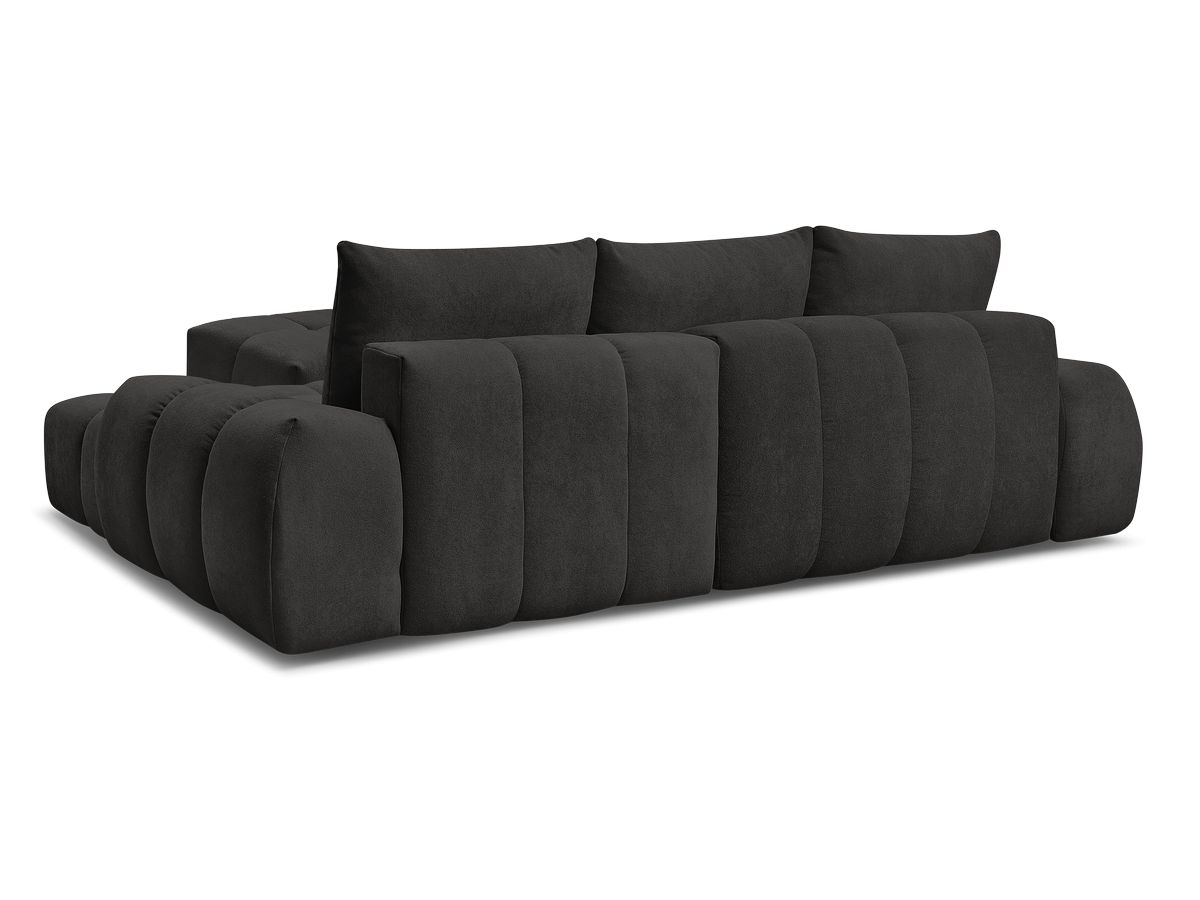 Canapé d'angle convertible coffre EVEREST tissu texturé avec pouf