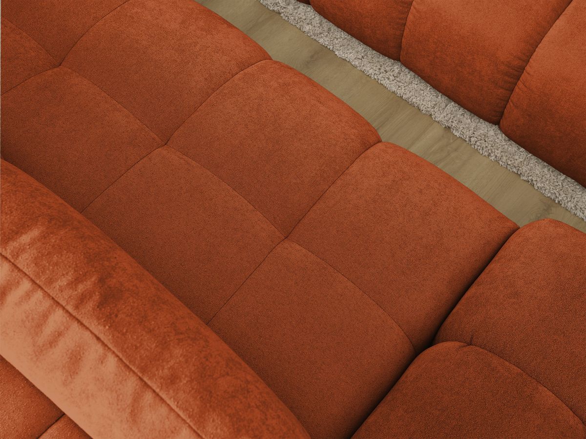 Canapé d'angle convertible coffre EVEREST tissu texturé avec pouf