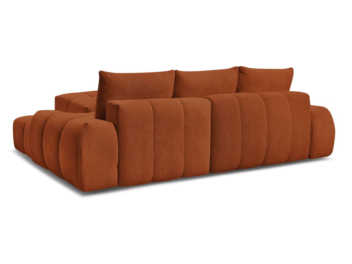 Canapé d'angle convertible coffre EVEREST tissu texturé avec pouf