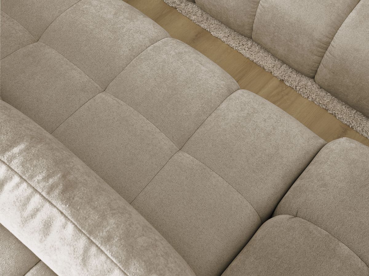 Canapé d'angle convertible coffre EVEREST tissu texturé avec pouf