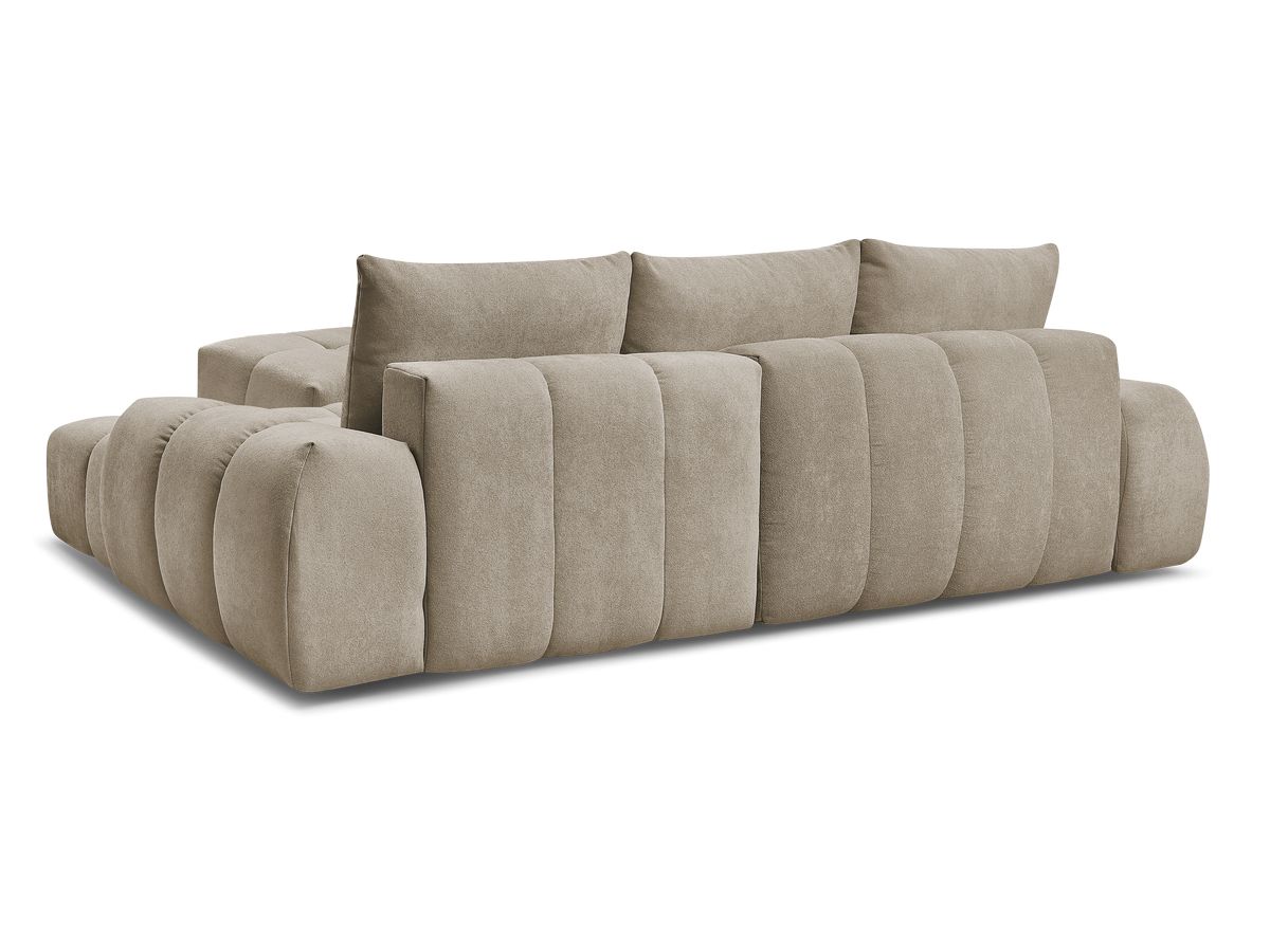 Canapé d'angle convertible coffre EVEREST tissu texturé avec pouf