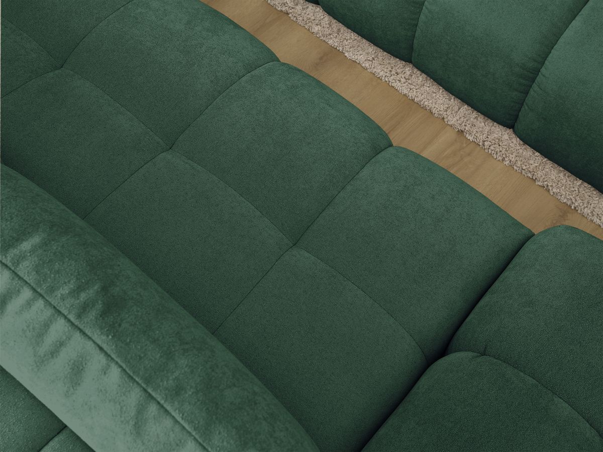 Canapé d'angle convertible coffre EVEREST tissu texturé avec pouf