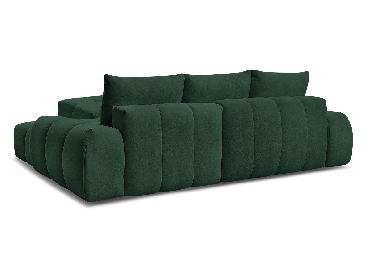 Canapé d'angle convertible coffre EVEREST tissu texturé avec pouf