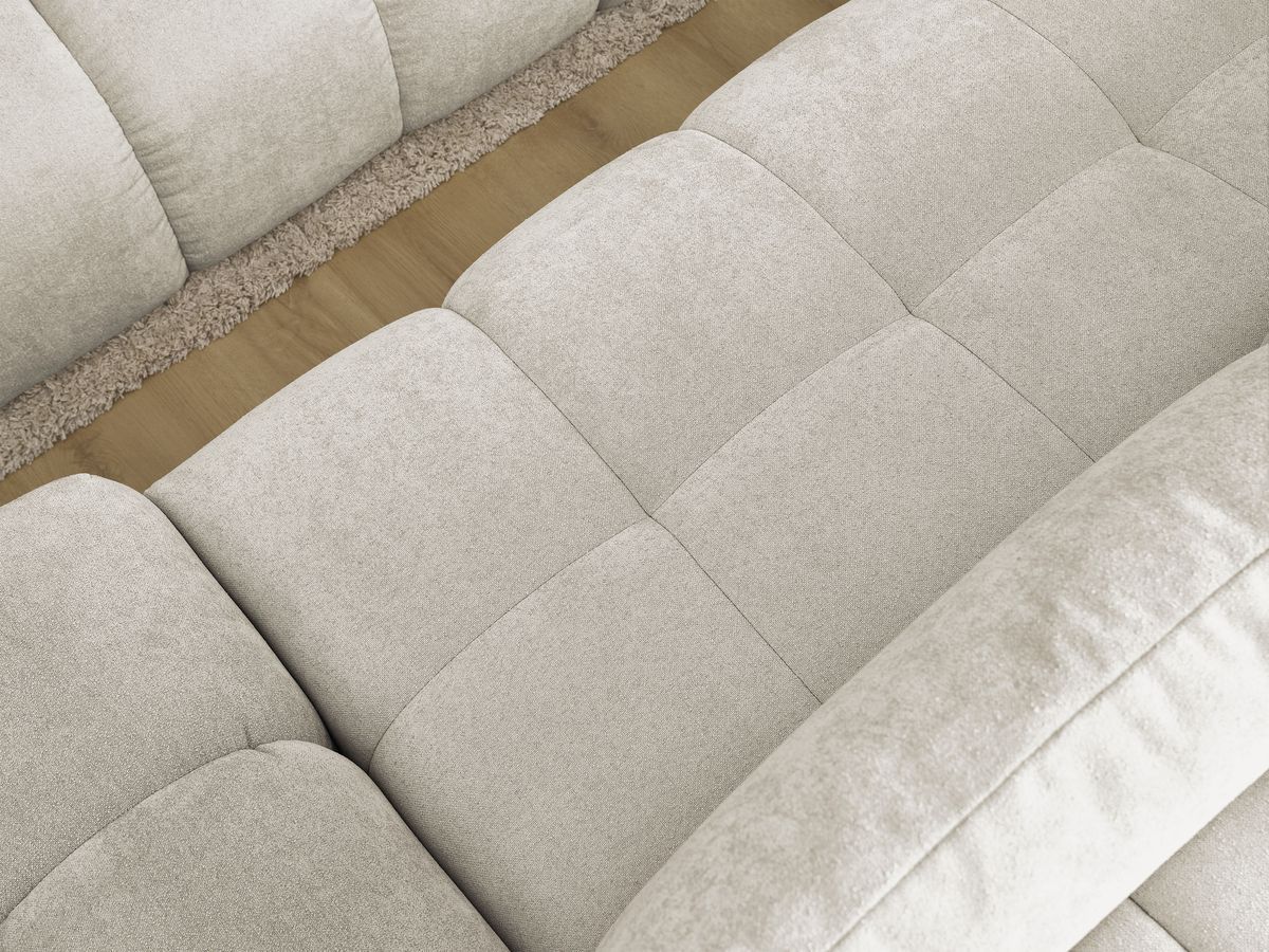 Canapé d'angle convertible coffre EVEREST tissu texturé avec pouf