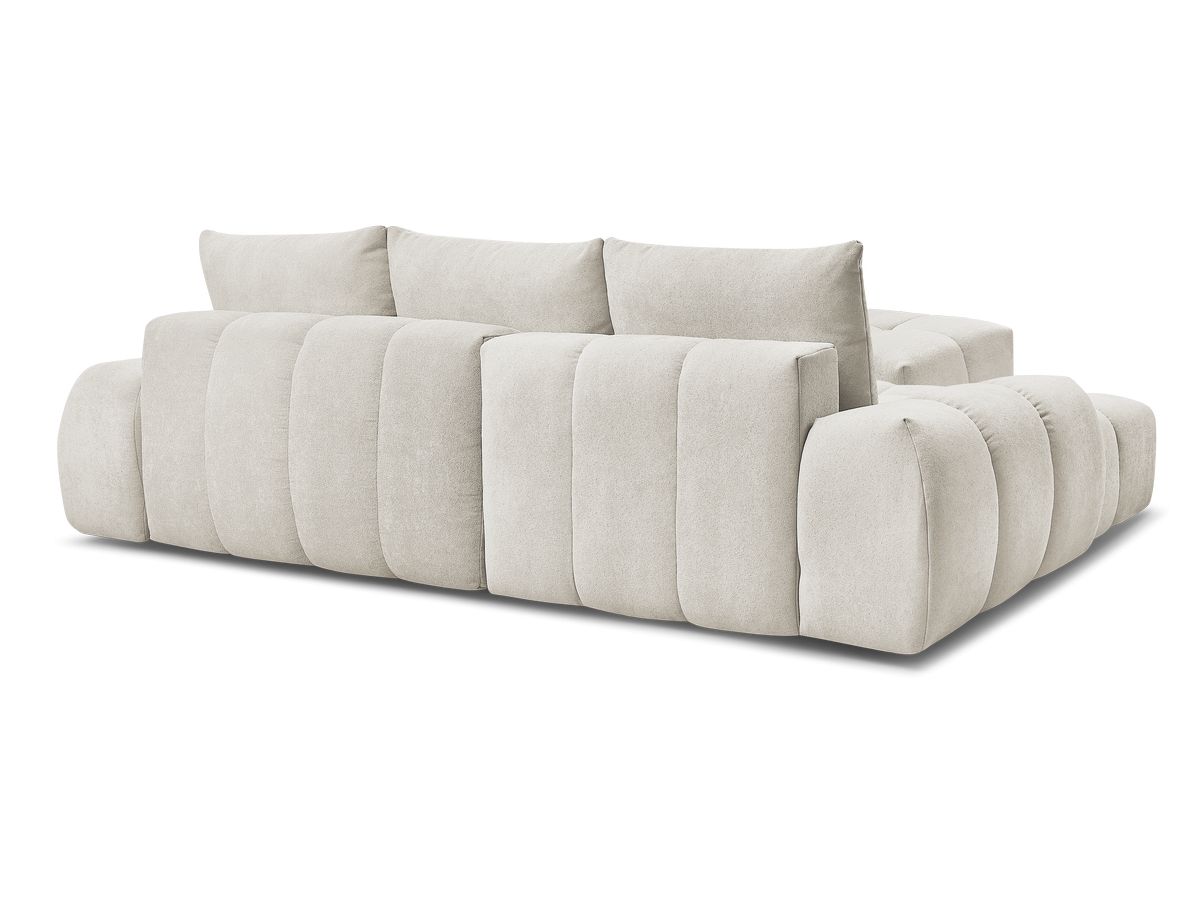 Canapé d'angle convertible coffre EVEREST tissu texturé avec pouf