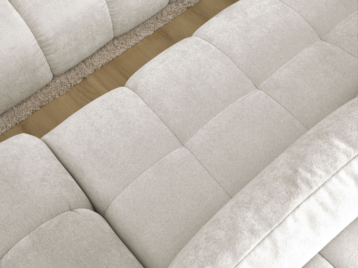 Canapé d'angle convertible coffre EVEREST tissu texturé avec pouf
