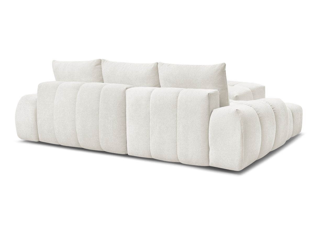 Canapé d'angle convertible coffre EVEREST tissu texturé avec pouf