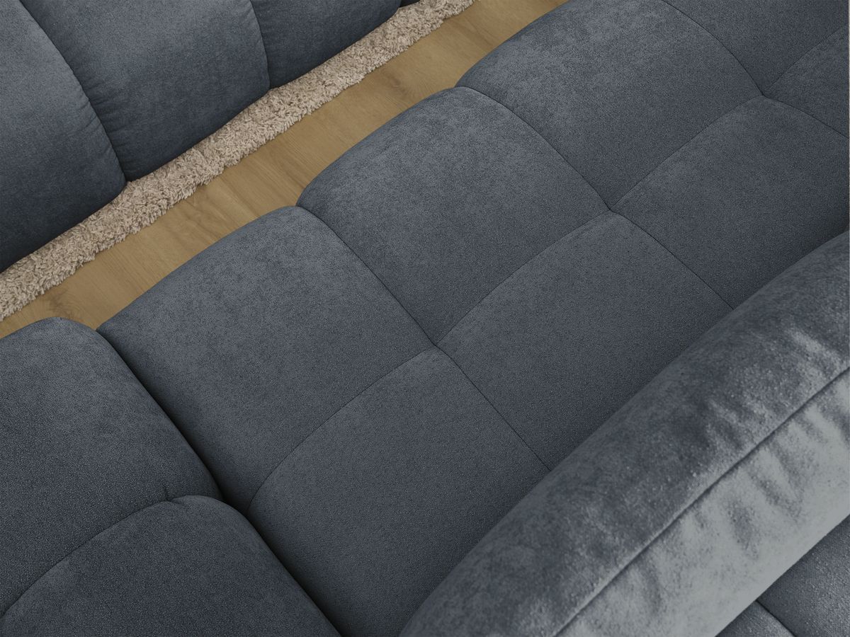 Canapé d'angle convertible coffre EVEREST tissu texturé avec pouf