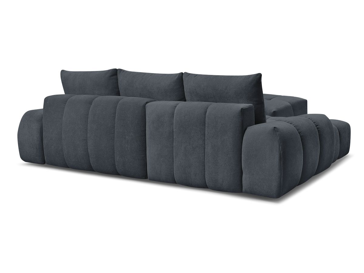 Canapé d'angle convertible coffre EVEREST tissu texturé avec pouf