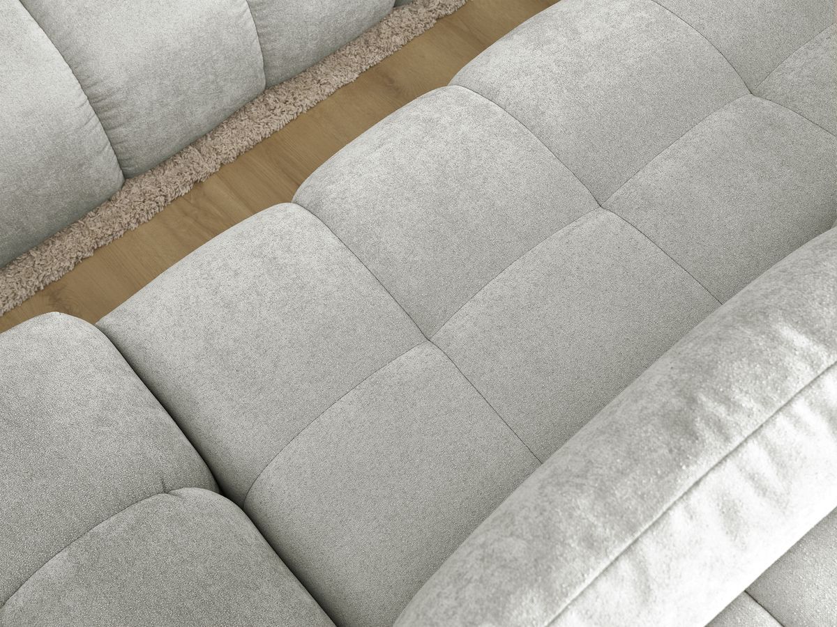 Canapé d'angle convertible coffre EVEREST tissu texturé avec pouf