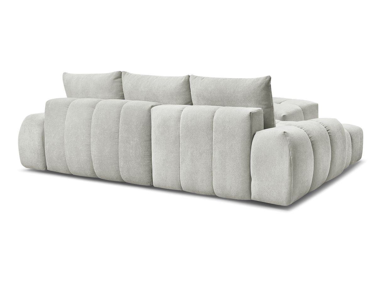 Canapé d'angle convertible coffre EVEREST tissu texturé avec pouf