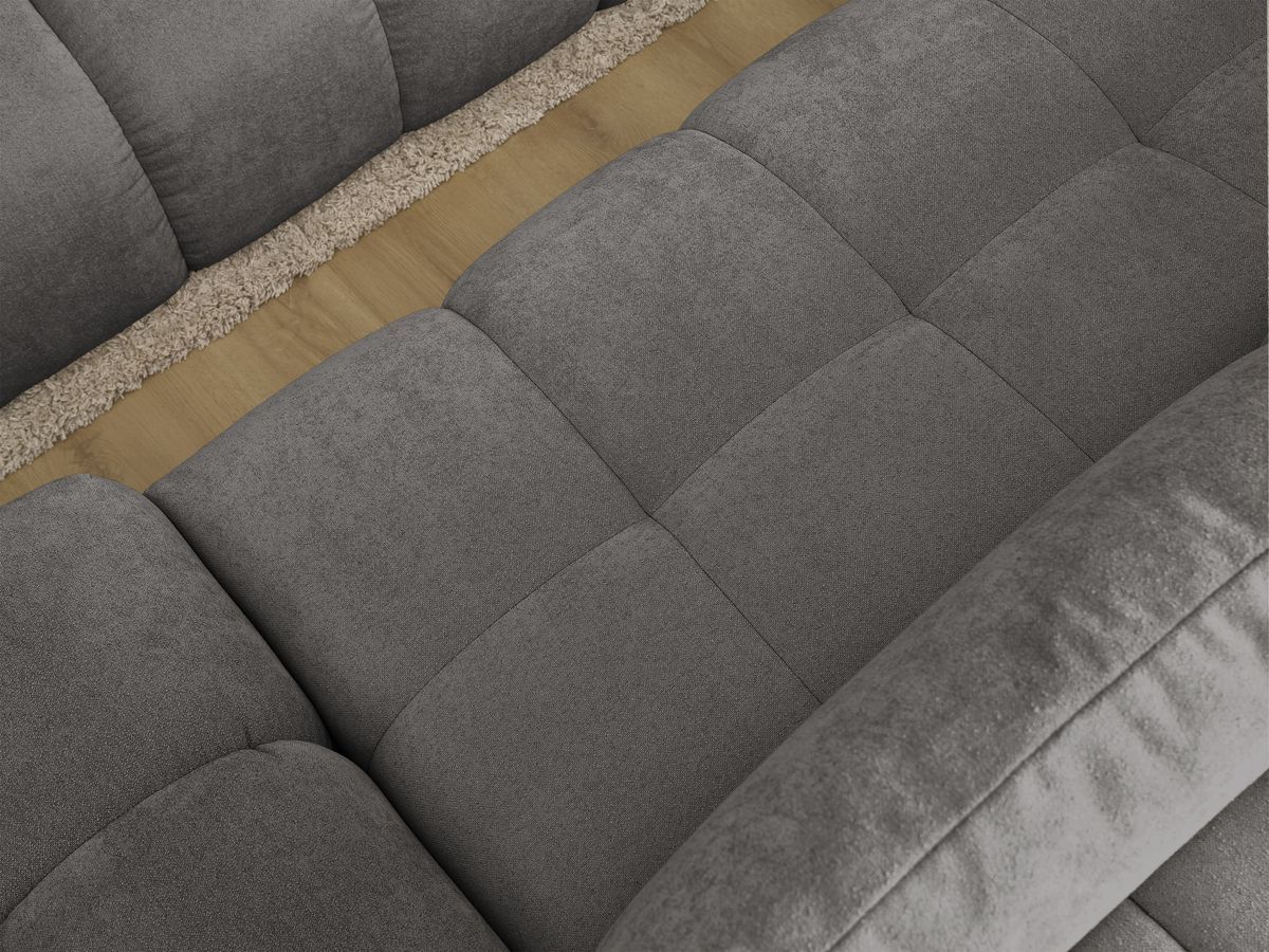 Canapé d'angle convertible coffre EVEREST tissu texturé avec pouf