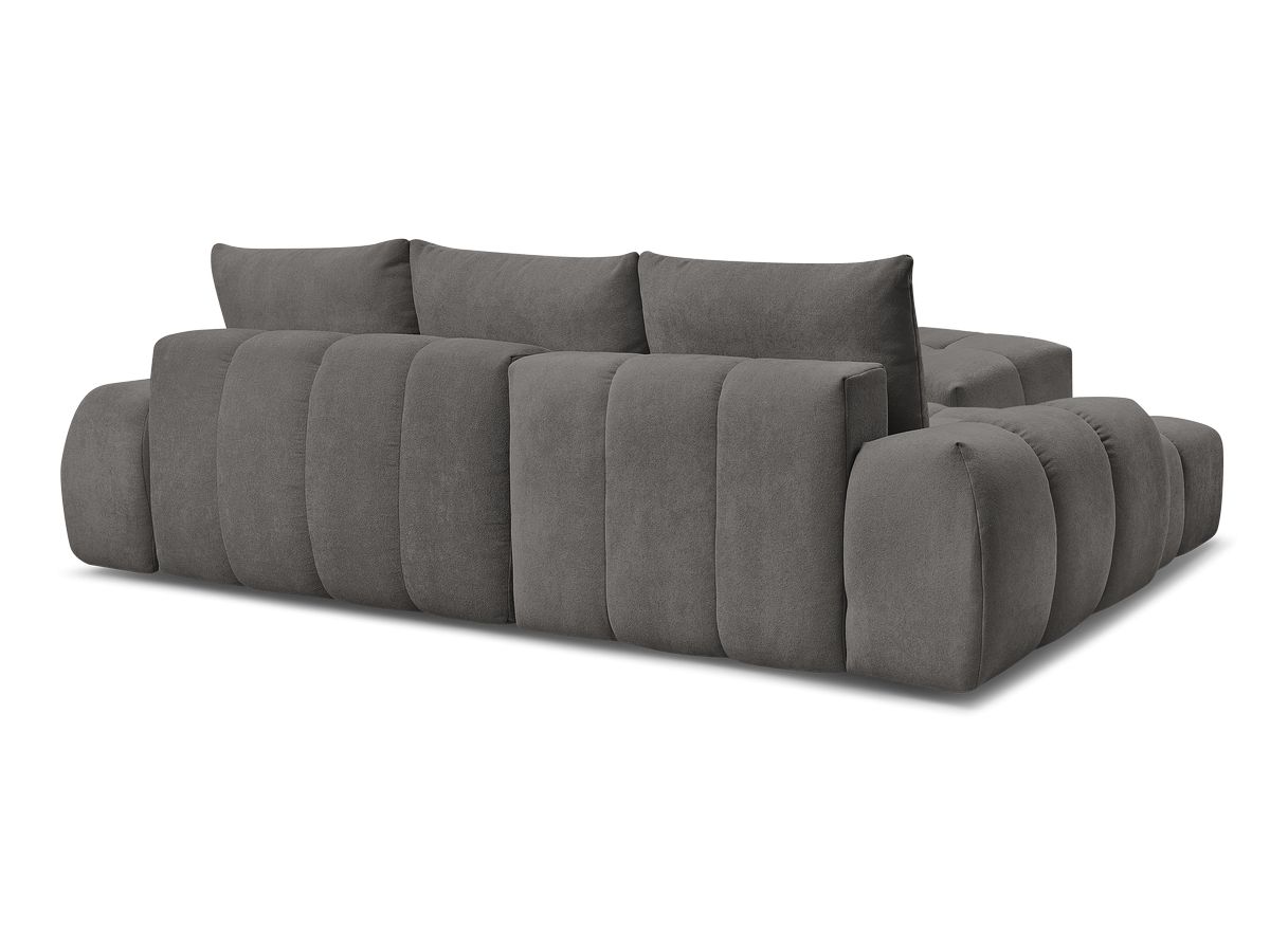 Canapé d'angle convertible coffre EVEREST tissu texturé avec pouf