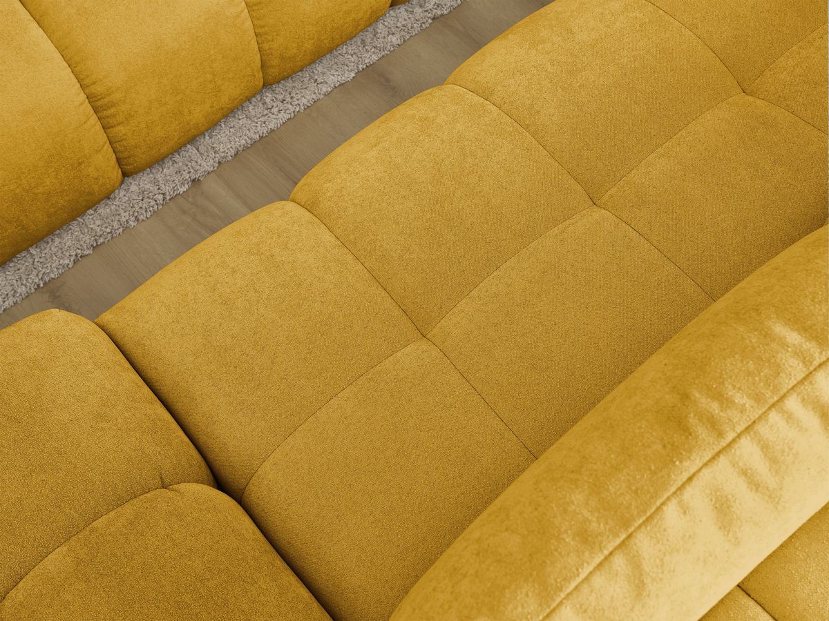 Canapé d'angle convertible coffre EVEREST tissu texturé avec pouf