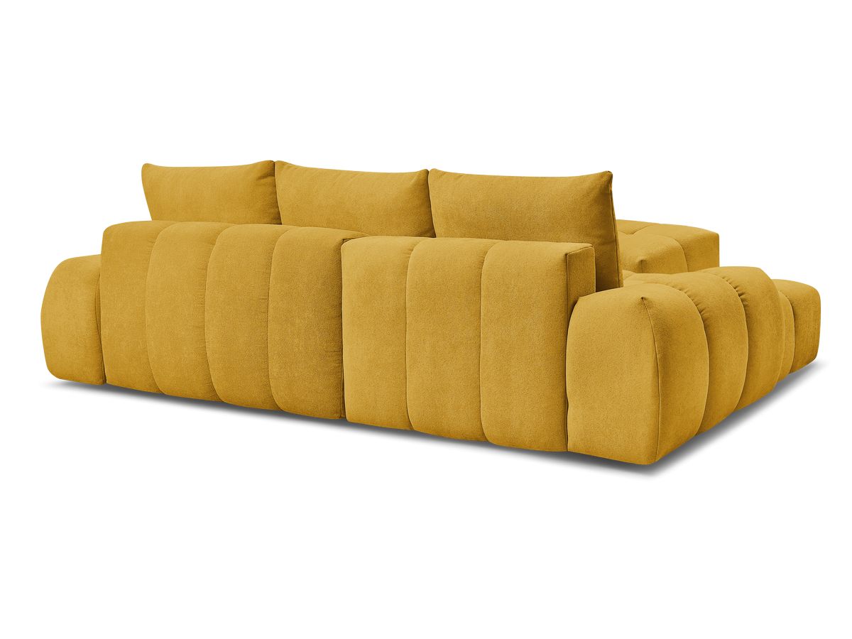 Canapé d'angle convertible coffre EVEREST tissu texturé avec pouf