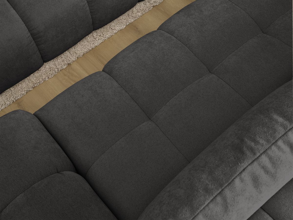Canapé d'angle convertible coffre EVEREST tissu texturé avec pouf