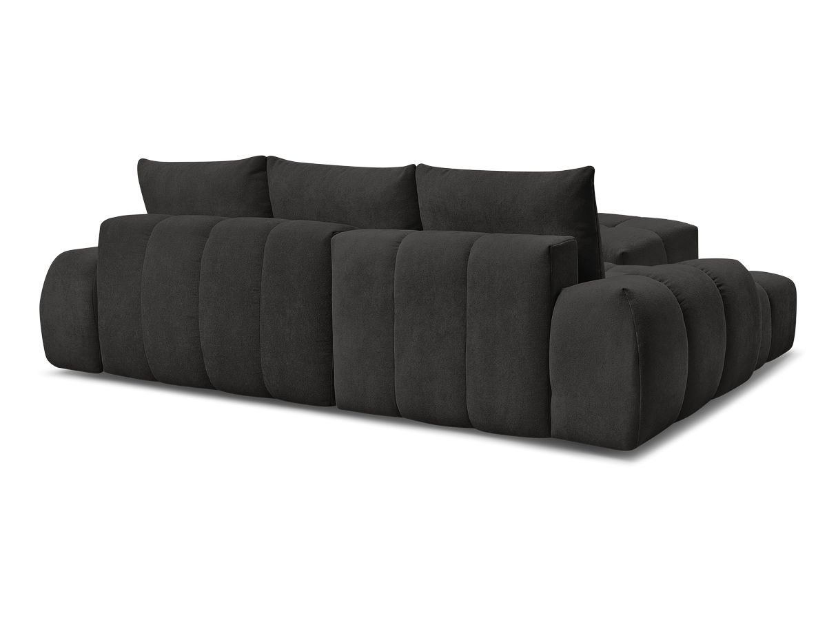Canapé d'angle convertible coffre EVEREST tissu texturé avec pouf