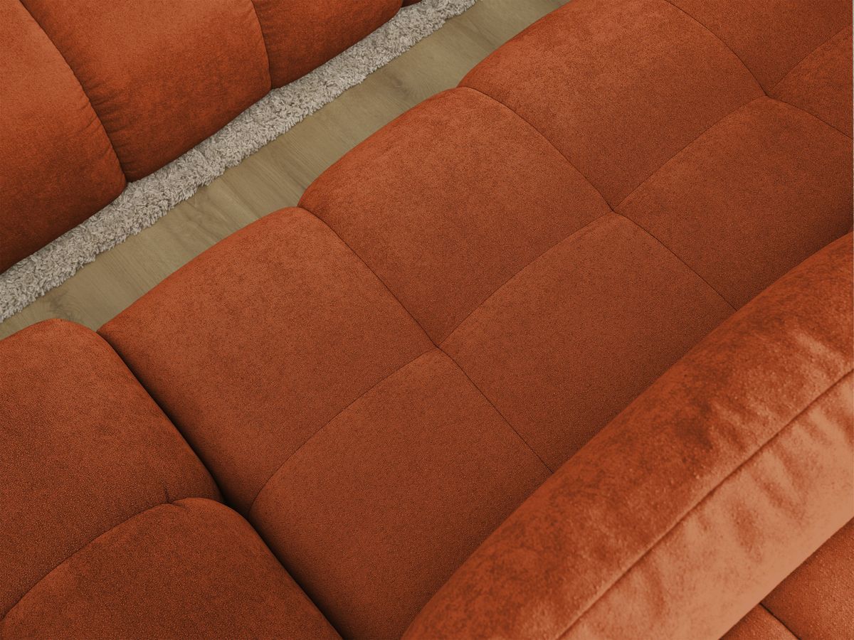 Canapé d'angle convertible coffre EVEREST tissu texturé avec pouf