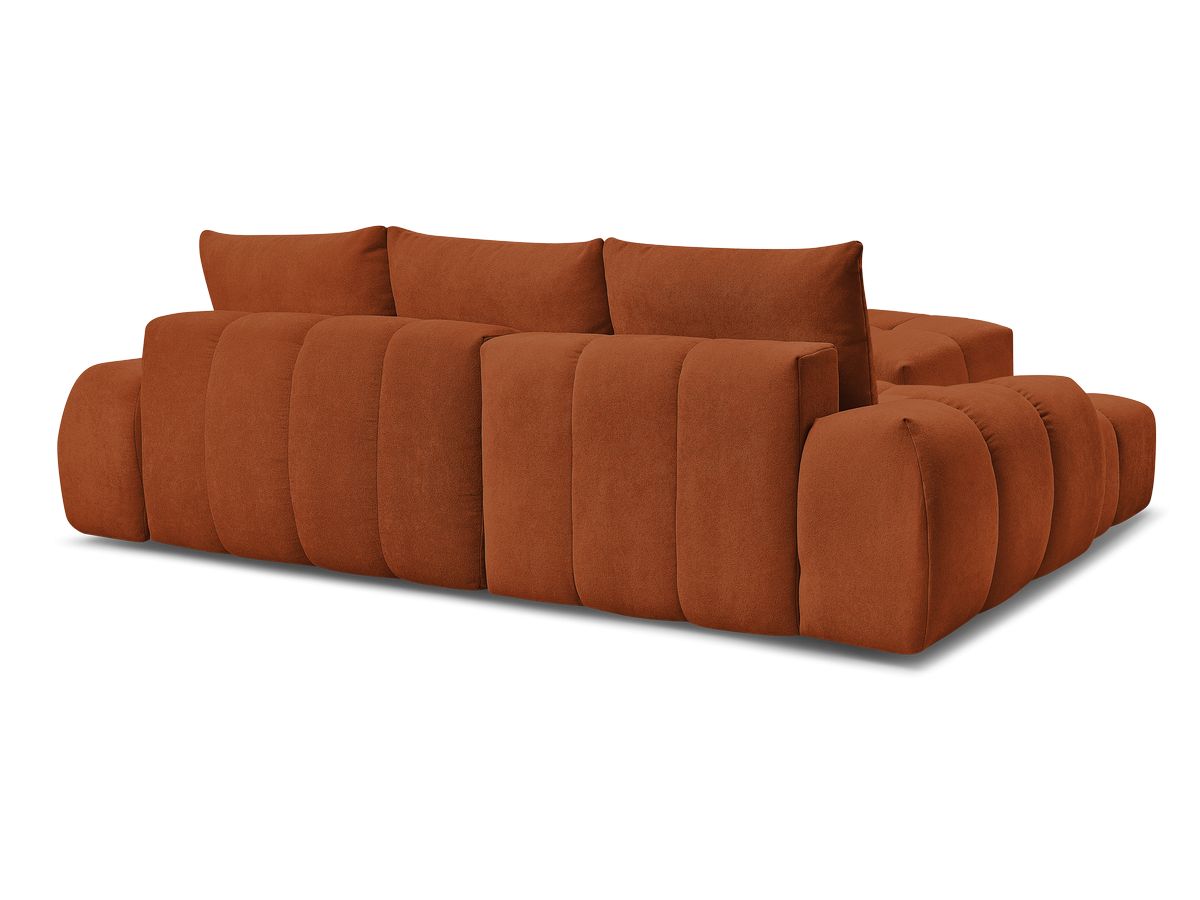 Canapé d'angle convertible coffre EVEREST tissu texturé avec pouf
