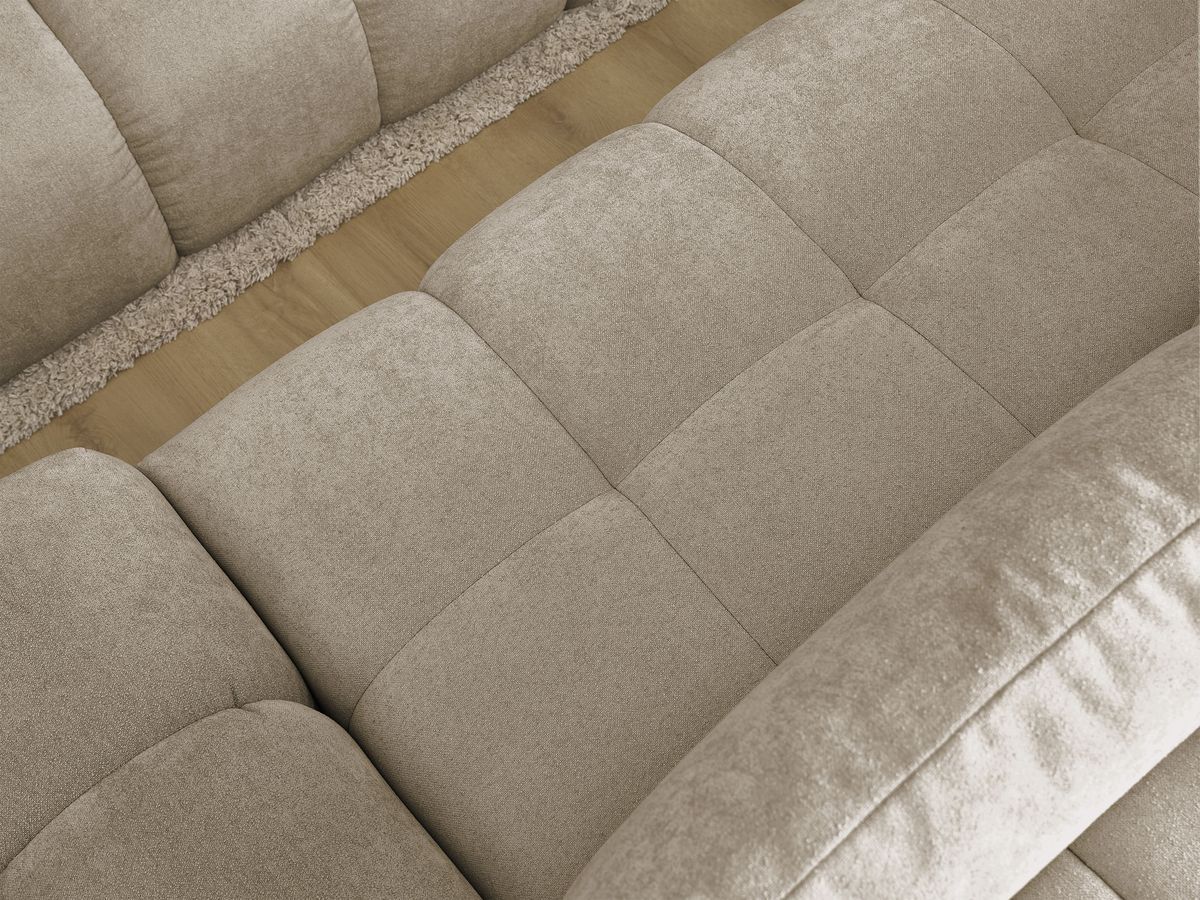 Canapé d'angle convertible coffre EVEREST tissu texturé avec pouf