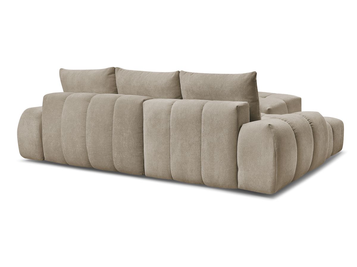 Canapé d'angle convertible coffre EVEREST tissu texturé avec pouf