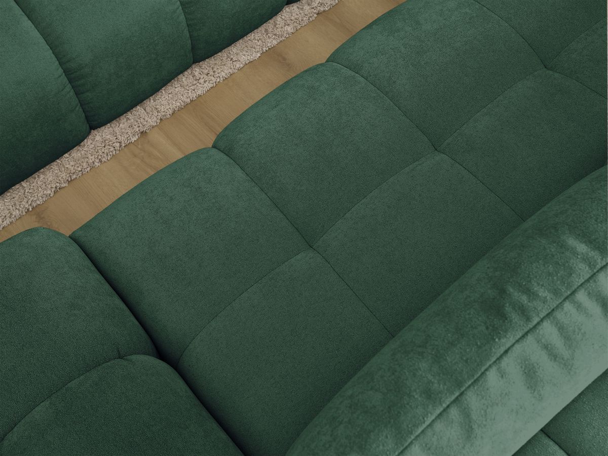 Canapé d'angle convertible coffre EVEREST tissu texturé avec pouf